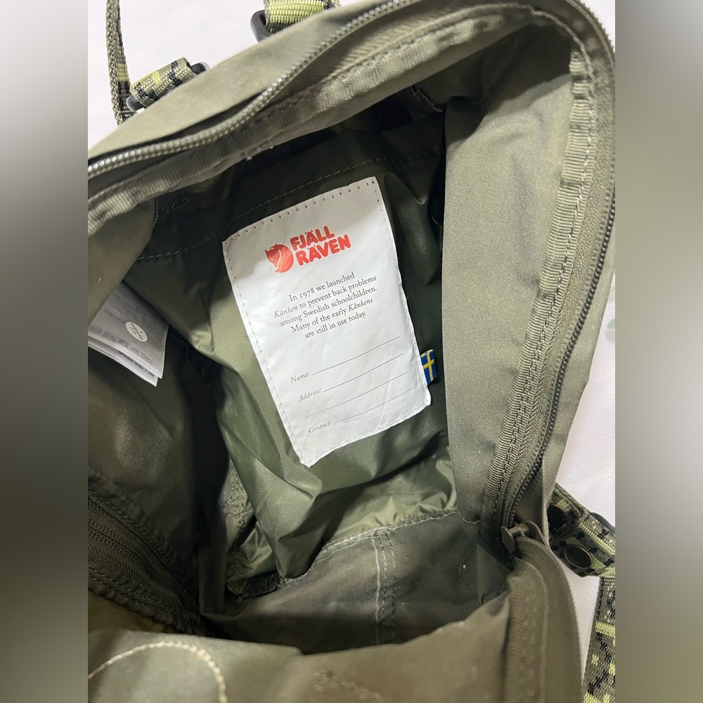 Fjallraven Mini Kanken Water Resistant Olive Green Backpack - Picture 5 of 6
